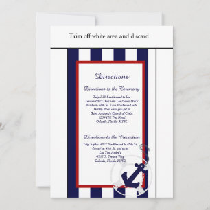 Blue Anchor Nautical 3,5x6 Hochzeitswegweiser Kart Einladung