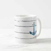 Blue Anchor Nautical Shiplap Rustic Kaffeetasse (VorderseiteRechts)