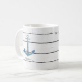 Blue Anchor Nautical Shiplap Rustic Kaffeetasse (Vorderseite Links)