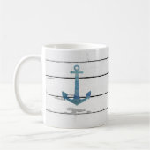 Blue Anchor Nautical Shiplap Rustic Kaffeetasse (Links)