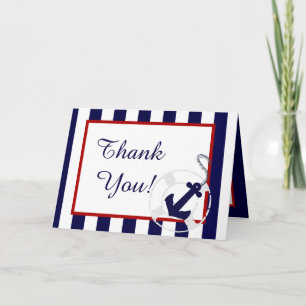 Blue Anchor Nautical Wedding geklappt Dankeschön K Dankeskarte