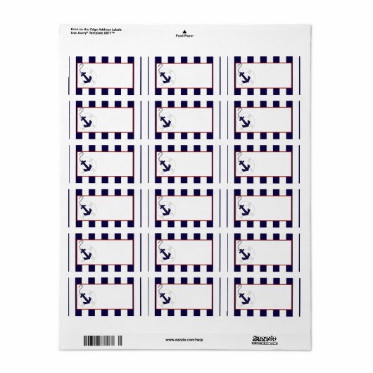 Blue Anchor Nautical Wedding Mailadresse Label Adressaufkleber (Vorne)