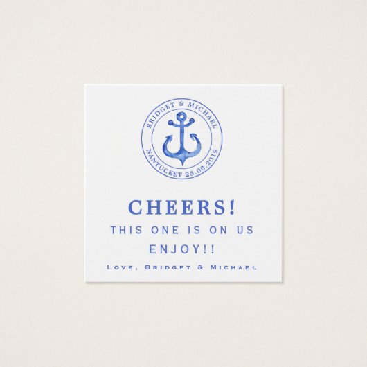 Blue Anchor - Nautical Wedk Drink Ticket (Vorderseite)