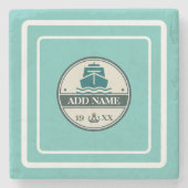 Blue Anchor Nautical Welcome Yacht Segelboot Steinuntersetzer (Vorderseite)