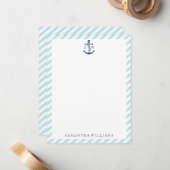 Blue Anchor on Mint Stripes Danke Notizen (Vorderseite/Rückseite Beispiel)