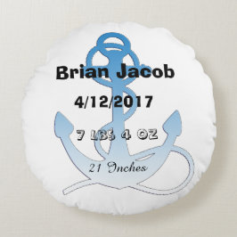 Blue Anchor Personalisiert Baby Boy Pillow Rundes Kissen