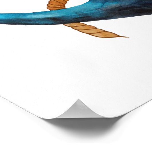 Blue Anchor Print Poster (Ecke)