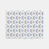Blue Anchor Purple Seashells Yellow Starfish Fleecedecke (Vorderseite (Horizontal))