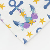 Blue Anchor Purple Seashells Yellow Starfish Fleecedecke (Ecke)