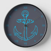 Blue Anchor Roman Numerals Schiff oder Boot Wanduhr (Vorderseite)