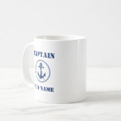 Blue Anchor & Rope Kapitän Name oder Schiffsname h Kaffeetasse (Vorderseite Links)