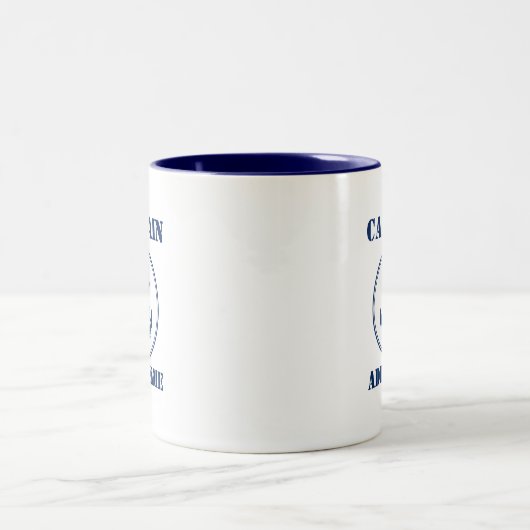 Blue Anchor & Rope Kapitän Name oder Schiffsname h Zweifarbige Tasse (Mittel)
