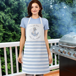 Blue Anchor Stripes Lake Beach House Name Schürze