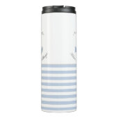Blue Anchor Stripes Nautical Lake Beach House Name Thermosbecher (Rückseite)
