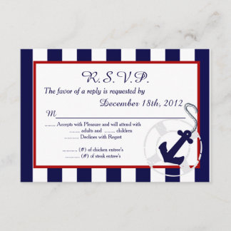 Blue Anchor Wedding 3.5x5 R.S.V.P. RSVP Karte
