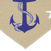 Blue Anchor & White Starfish Nautical "Burlap" Kurzer Tischläufer (Ecke)