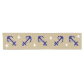 Blue Anchor & White Starfish Nautical "Burlap" Kurzer Tischläufer (Horizontal)