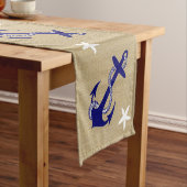 Blue Anchor & White Starfish Nautical "Burlap" Kurzer Tischläufer (Beispiel)
