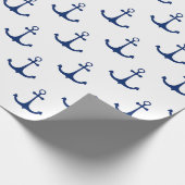 Blue Anchors on White Background Nautical Theme Geschenkpapier (Ecke)