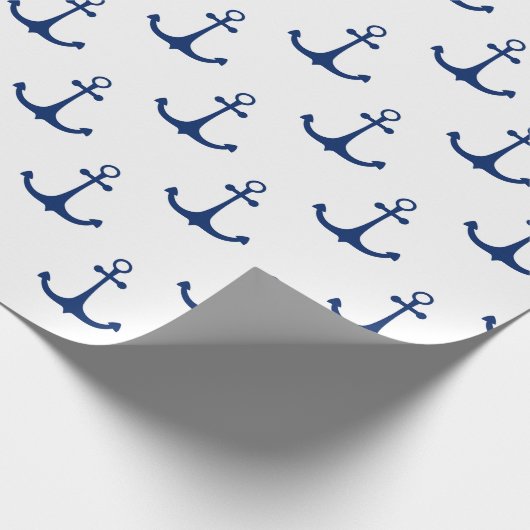 Blue Anchors on White Background Nautical Theme Geschenkpapier (Ecke)