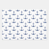 Blue Anchors on White Background Nautical Theme Geschenkpapier Set (Vorderseite 3)