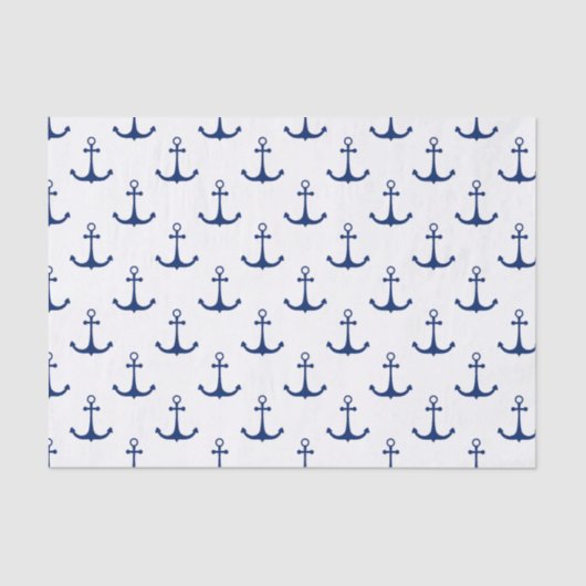 Blue Anchors on White Background Nautical Theme Seidenpapier (Vorderseite)
