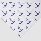 Blue Anchors on White Background Nautical Theme Seidenpapier (Ausschnitt)
