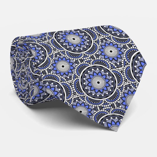 Blue ancient Islamic mandala pattern Krawatte (Gerollt)
