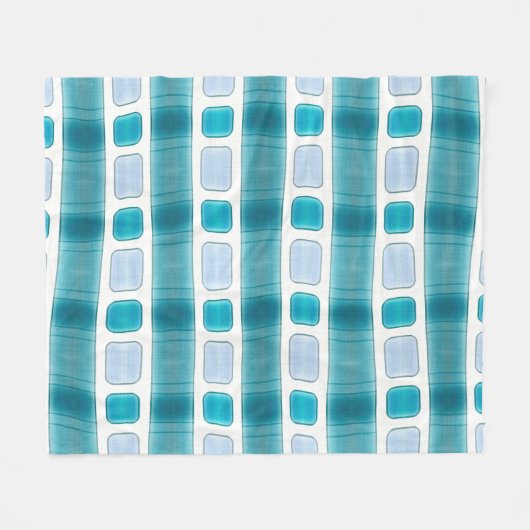 Blue and Aqua Modern Striped Pattern Blanket Fleecedecke (Vorderseite (Horizontal))