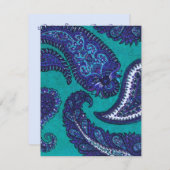 Blue and Aqua Paisley Wedding Einladung UAWG (Vorne/Hinten)