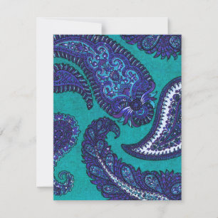 Blue and Aqua Paisley Wedding Einladung UAWG