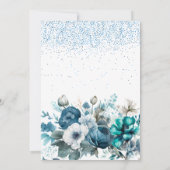 Blue and Aquamarin Peony Glitzer Wedding Couples D Einladung (Rückseite)