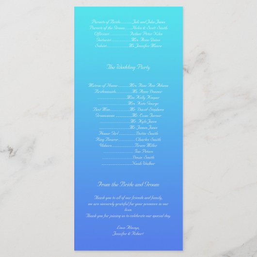 Blue and Aquamarin Snowflake Posh Wedding Program Programm (Rückseite)