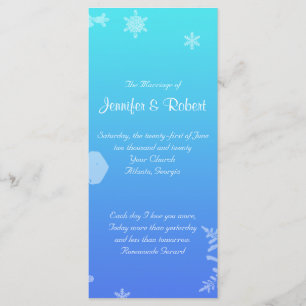 Blue and Aquamarin Snowflake Posh Wedding Program Programm
