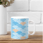 Blue and Beige Japanese Wave Pattern  Kaffeetasse