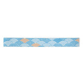 Blue and Beige Japanese Wave Pattern  Satinband (Vorderseite)