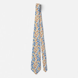 Blue and Beige Leaf Men's Tie Krawatte