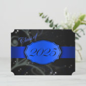 Blue and Black 2025 Graduation Party Einladung (Stehend Vorderseite)