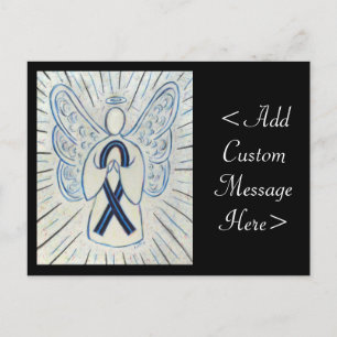 Blue and Black Awareness Ribbon Angel Art Postkart Postkarte