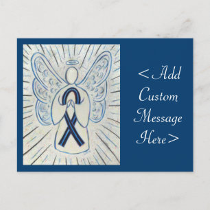 Blue and Black Awareness Ribbon Angel Art Postkart Postkarte