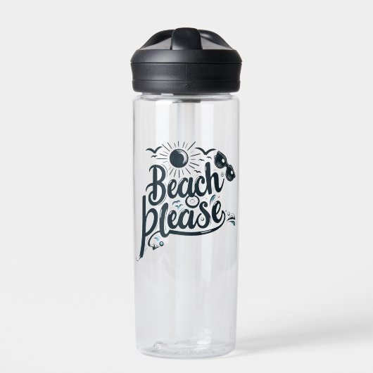 Blue and Black Beach Bitte Wasserflasche Trinkflasche (Vorderseite)