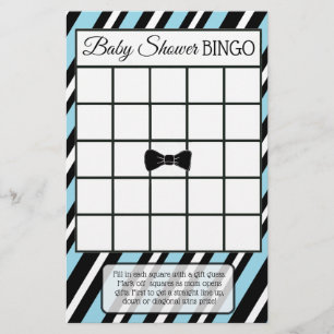 Blue and Black Bowtie Boy Baby Dusche Spiele Flyer