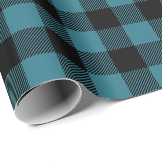 Blue and Black Buffalo Karo Geschenkpapier (Rolleneckpunkt)