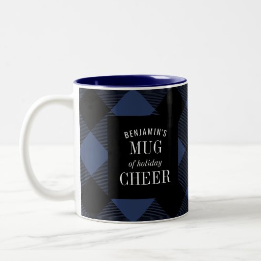 Blue and Black Buffalo Karo Kariert Weihnachten Zweifarbige Tasse (Links)