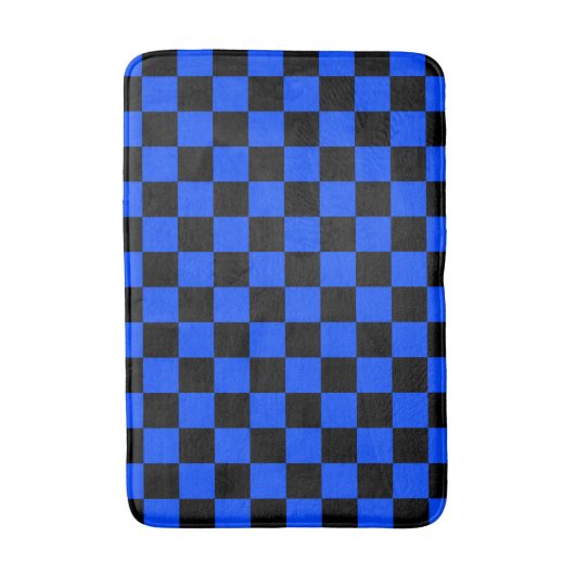 Blue and black checkerboard pattern badematte (Vorderseite Vertikal)