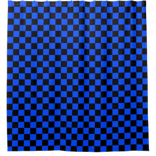 Blue and black checkerboard pattern duschvorhang (Vorderseite)