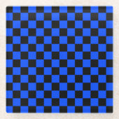 Blue and black checkerboard pattern glasuntersetzer (Vorderseite)