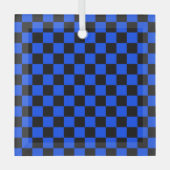 Blue and black checkerboard pattern ornament aus glas (Vorderseite)