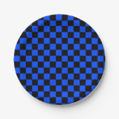 Blue and black checkerboard pattern pappteller (Vorderseite)