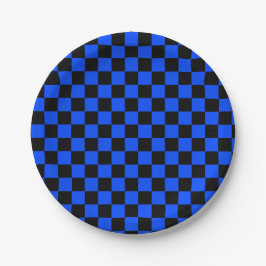 Blue and black checkerboard pattern pappteller